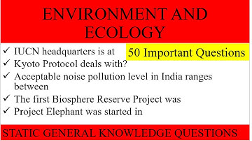 Environment and Ecology|50 Important MCQ|Conventions, Biospheres,Pollution|Static General Knowledge|