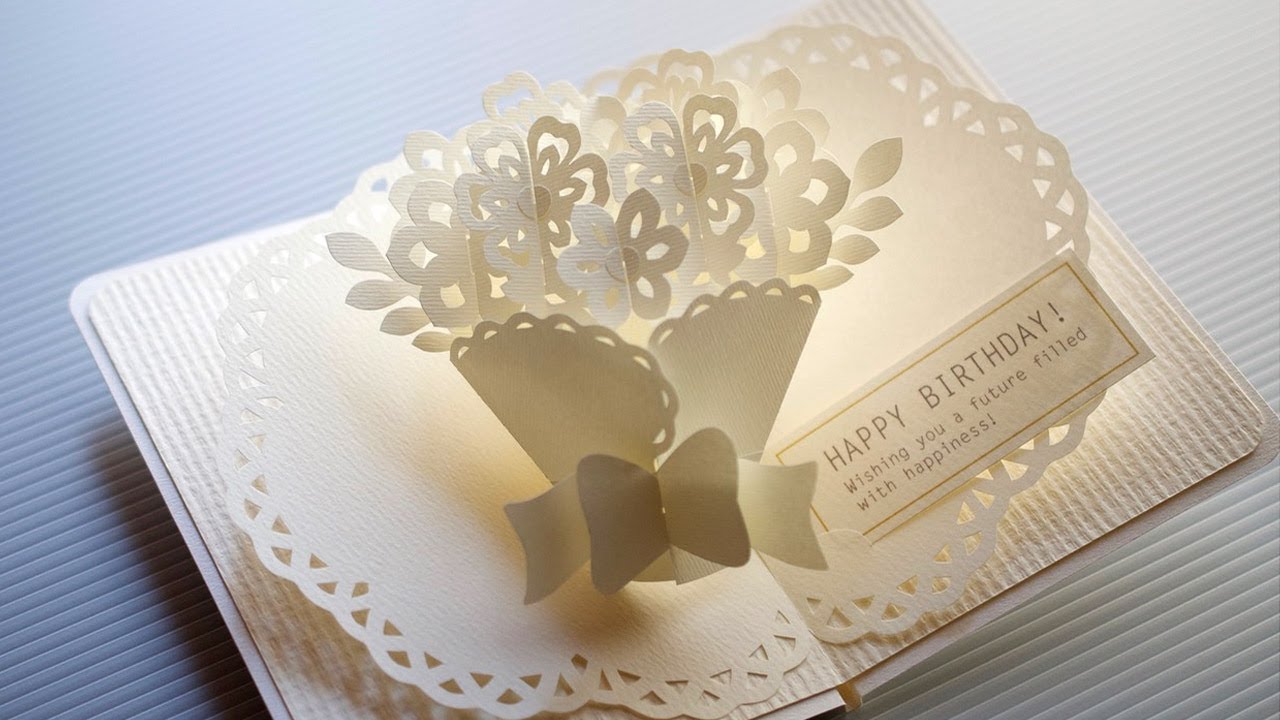 Pop Up Card White Bouquet ホワイトブーケ ポップアップカード Youtube