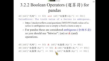 許志華 Python 程式設計 3-2-2 Boolean Operators (運算符) for pandas