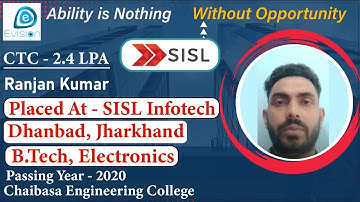 Congrats, Ranjan | Selected in SISL Infotech | 2.4 LPA | ELECTRONICS ENGINEER, PoY 2020 | Dhanbad