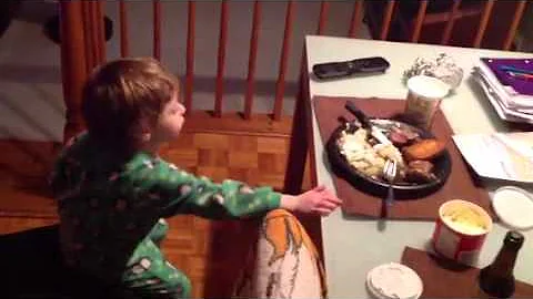 3 Year Old Enjoys Christmas Dinner and Movie