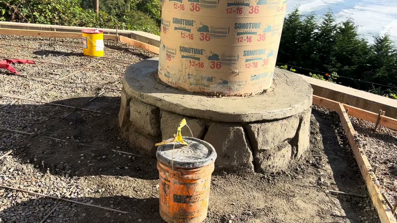 Floating Concrete Steps, Exposed Aggregate Patio, Stairs, & Wood Form Concrete Wall