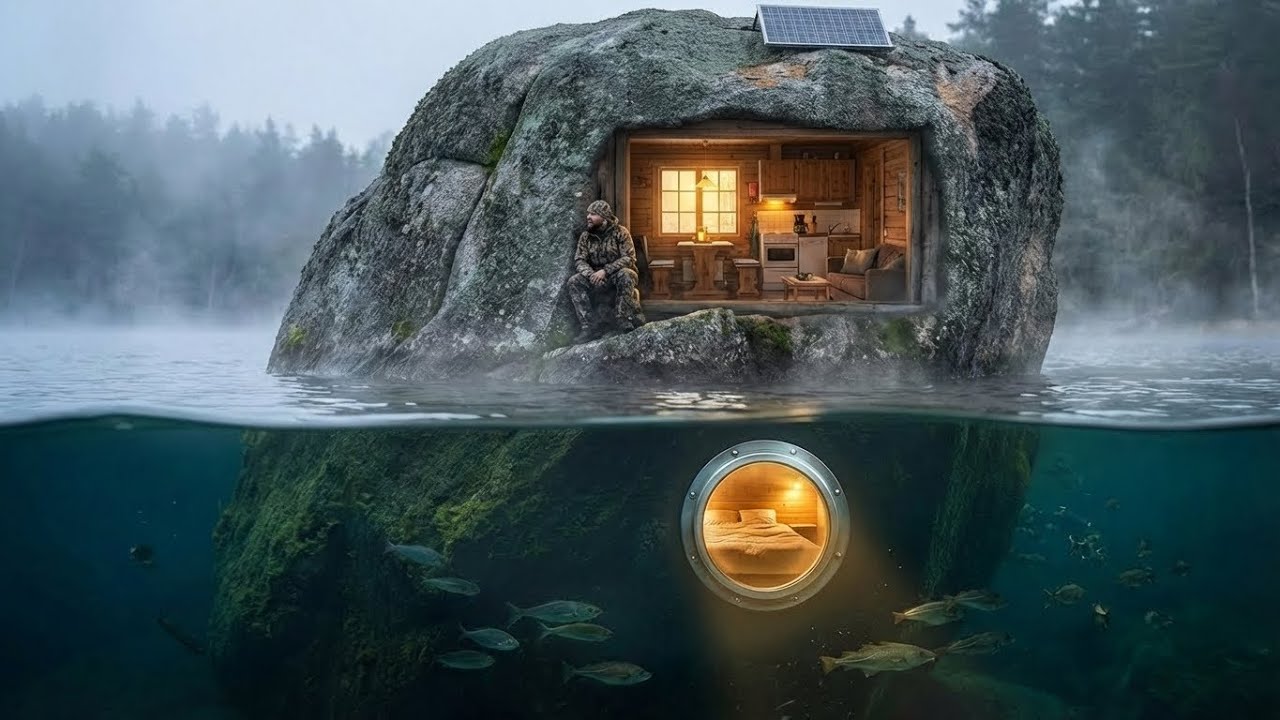 Building an Underwater House in a 15-Meter Boulder (ASMR) - Secret Bedroom in Solid Granite