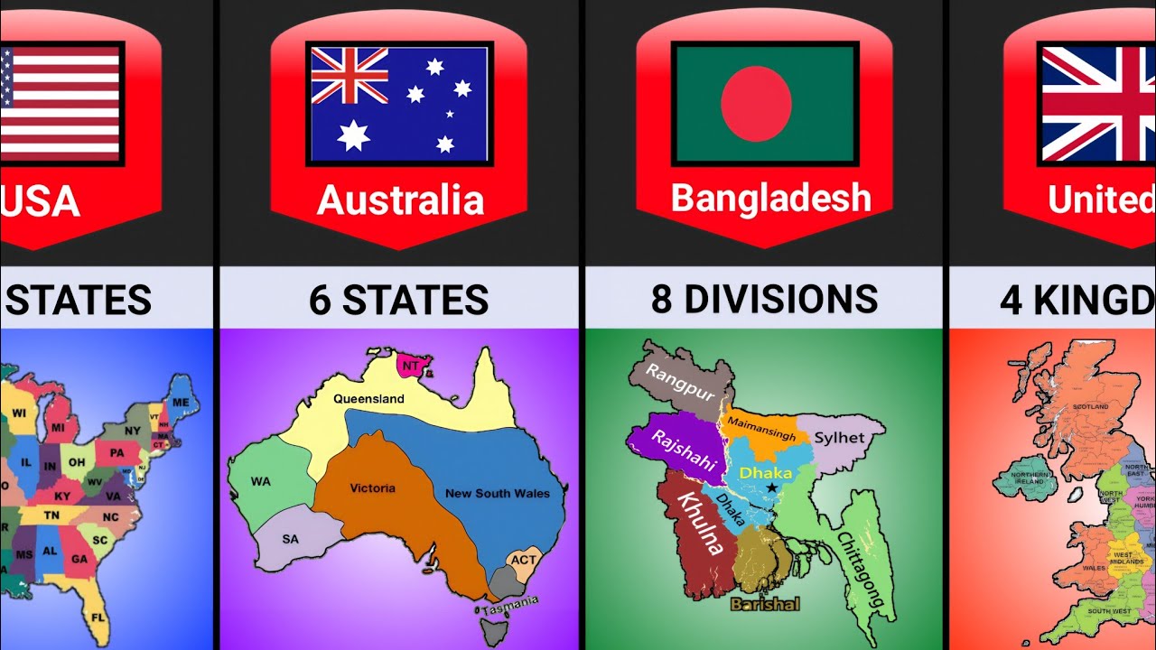 How Many States Are There In Different Countries 