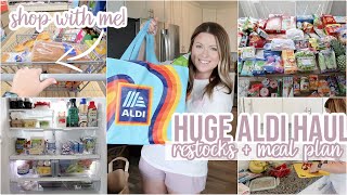 HUGE ALDI GROCERY HAUL + SHOP WITH ME | MEAL PLAN + HUGE FRIDGE \& PANTRY RESTOCK | FAMILY OF 6