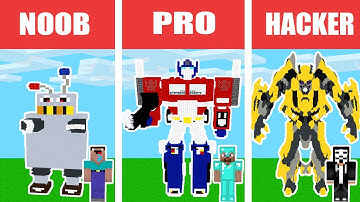 Minecraft NOOB vs PRO vs HACKER: MODERN TRANSFORMER ROBOT HOUSE BUILD CHALLENGE in Minecraft