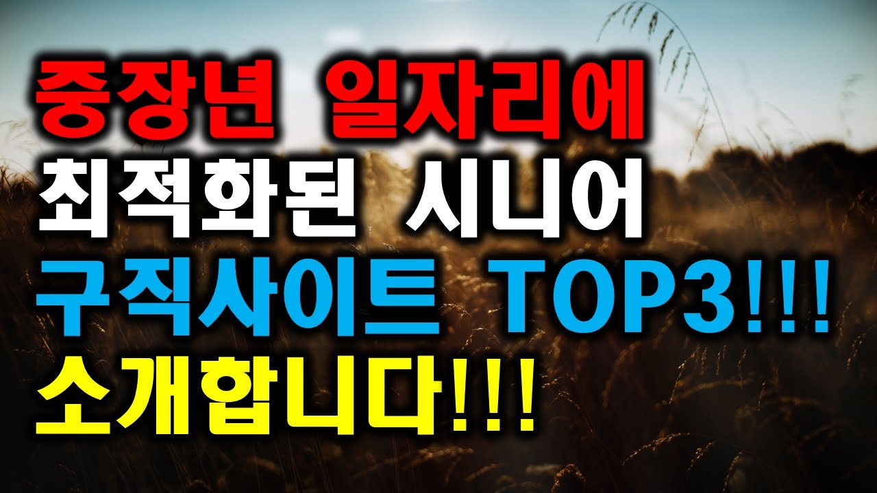 중장년층 구직사이트 top3를 소개합니다!!! 시니어 채용. 재취업. 취업지원센터