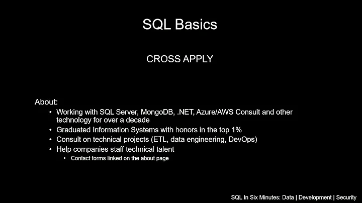 SQL Basics: How To Use A CROSS APPLY and Why