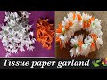 DIY || Tissue paper flower garland || flowers with tissue paper || festival decoration flowers