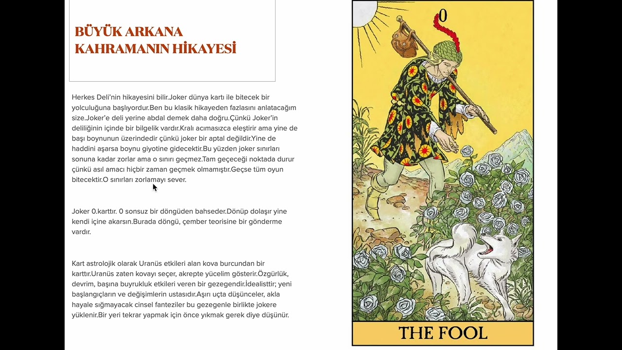 TAROT DERSLERİ 1 I KAHRAMANIN YOLCULUĞU