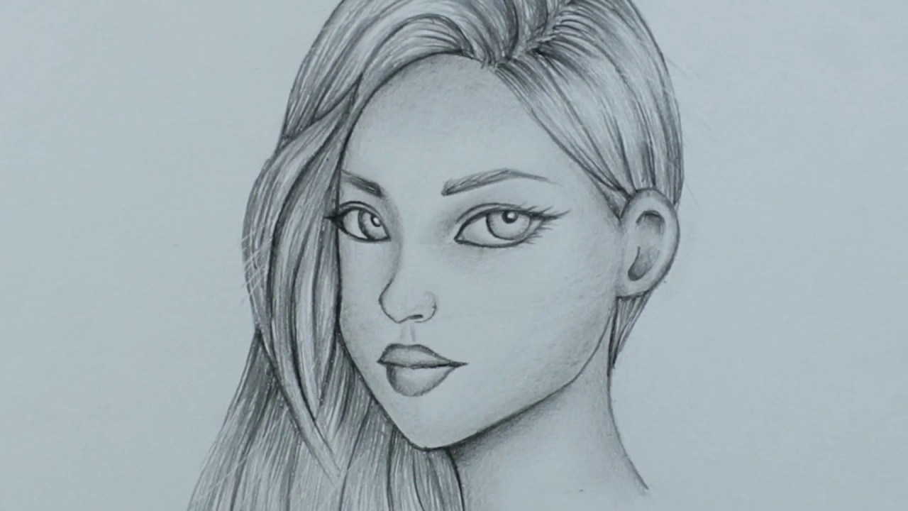 How To Draw A Realistic Female Face Step By Step - Face Drawing Girl ...