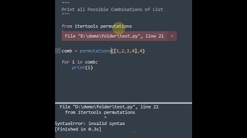 Print all Possible Combinations of List in Python #Shorts