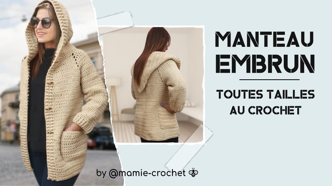 Comment faire UN MANTEAU A CAPUCHE EN TOUTES TAILLES au crochet tuto  #mamiecrochet1 - YouTube