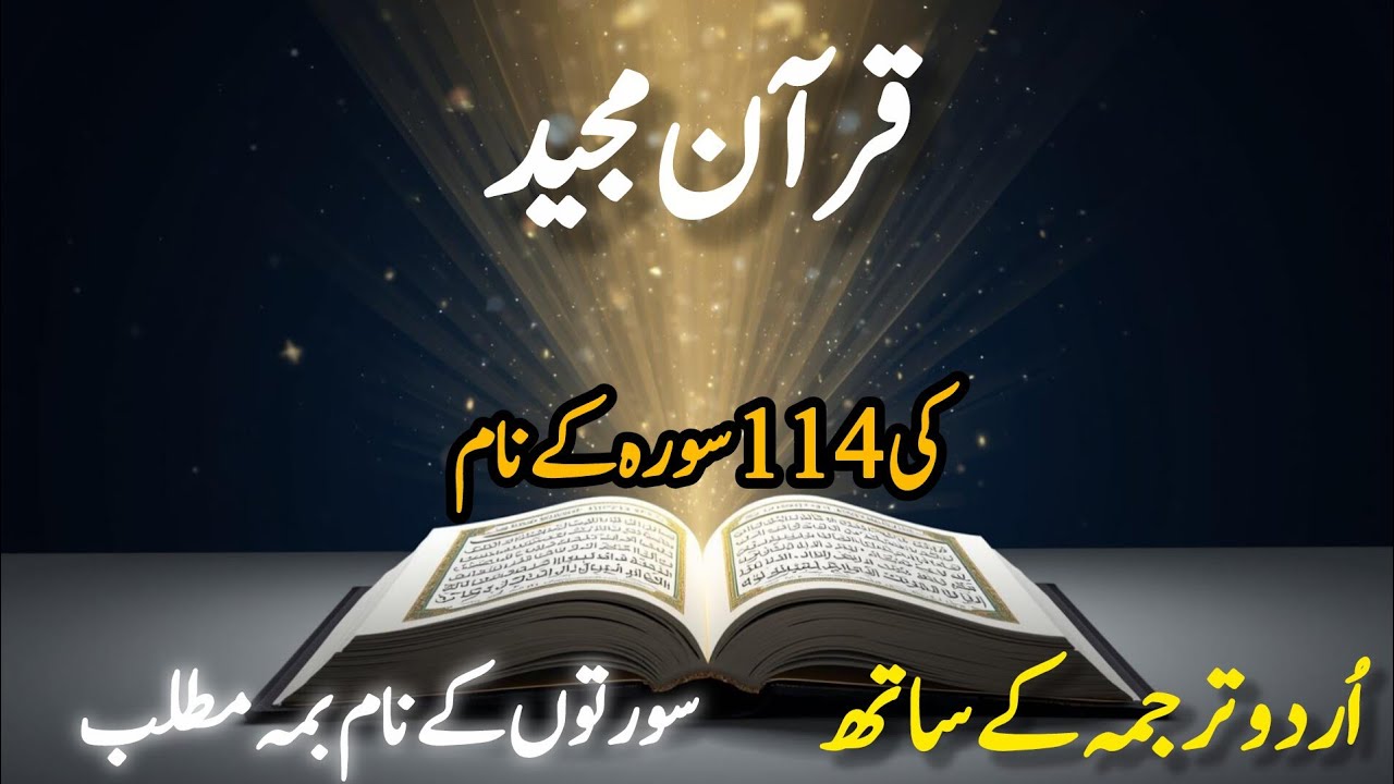114 Surah Names With Urdu meaning || surah of quran pak