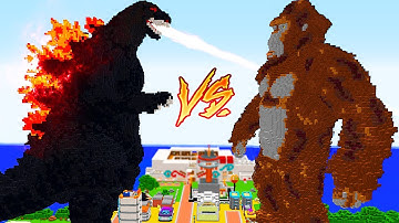 MINECRAFT BATTLE  KING KONG VS GODZILLA GIANT BUILDING ANIMATIONS! PRO GODZILLA VS MUTANT KING KONG