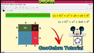 GeoGebra  Tutorial for making applet of Mathematics Identity a b^2 = a^2  2ab   b^2
