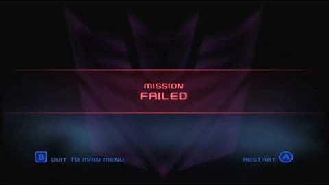 Transformers Dark Of The Moon Stealth Force Edition (Wii) Mission Failed screen (Decepticon)
