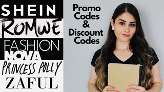 Discount Codes for Shein, Romwe, Fashion nova, Princess Polly, Zaful | 2021