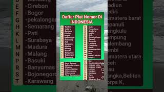 IMPORTANT!! HERE IS A LIST OF VEHICLE NUMBER PLATES IN INDONESIA #shorts