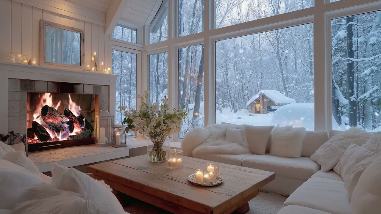 Serene Hearth Ambience with Crackling Fire and Calm Piano for Deep Relax