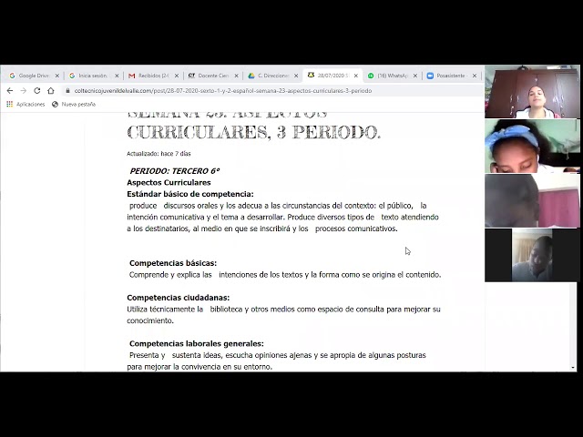 6/08/2020 SEXTO ESPAÑOL, SEMANA 24:  ASPECTOS CURRICULARES 3 PERIODO.