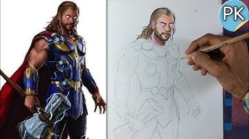 How to draw Thor // From thor love  and thunder // outline tutorial //easy