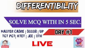 || LIMIT,CONTINUITY, DIFFERENTIABILITY || DAY #1 || #mastercadre #htet #Dsssb #mathematicsmasters