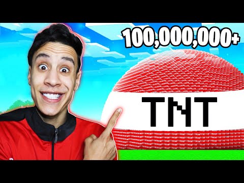 فجرت اكبر كمية تي ان تي في عالم ماين كرافت الكمبيوتر باظ Minecraft TNT