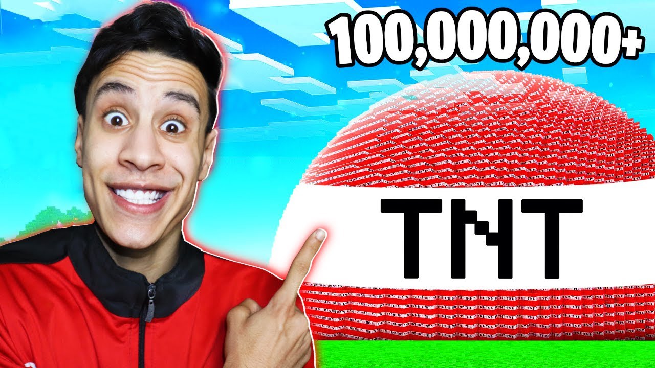 فجرت اكبر كمية تي ان تي في عالم ماين كرافت الكمبيوتر باظ Minecraft TNT !!