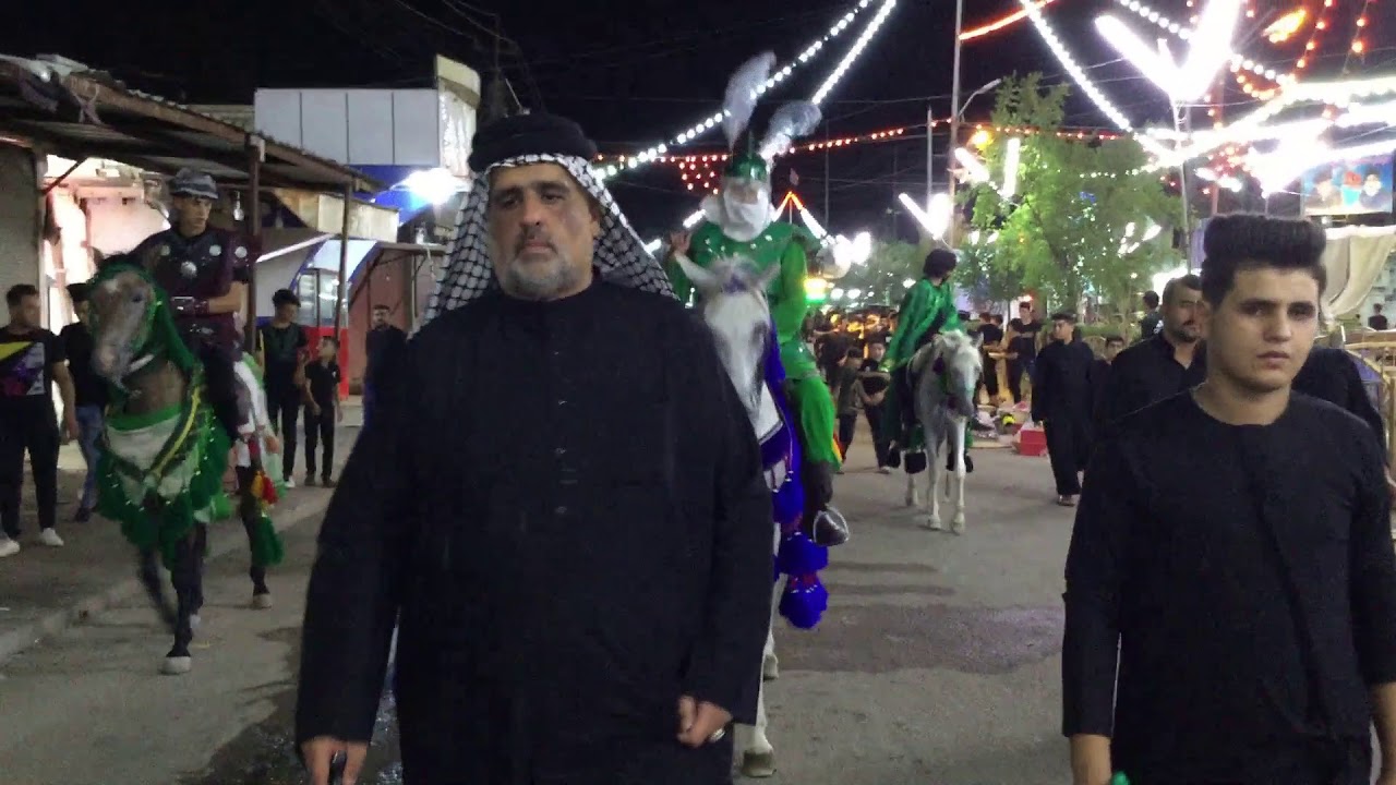 الحادي ابو سعيد الشمرتي ليلة الثامن من محرم حي المعلمين القديم شارع المرور بمدينة العمارة