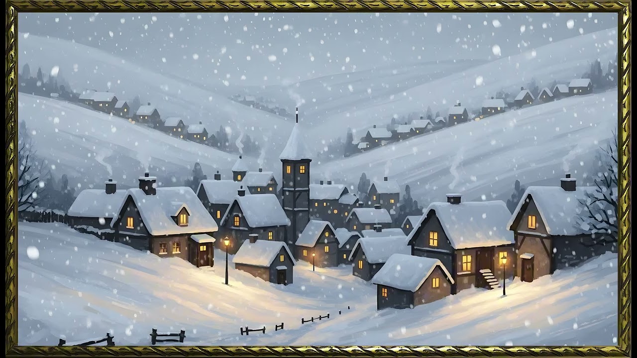 Vintage Winter Meadow Calm Painting  Gold Frame TV Art | Art Screensaver for TV | Wall Art