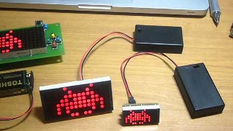 Space Invaders in 8x16 dot matrix LED