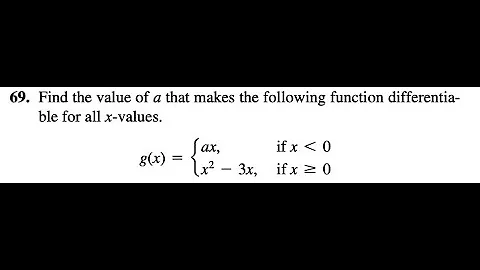 Find the value of a that makes the following function differentiable for all x-values.