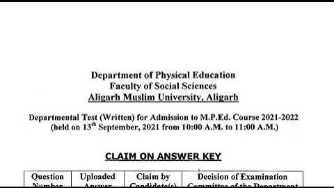 amu m.p.ed answer key 2021