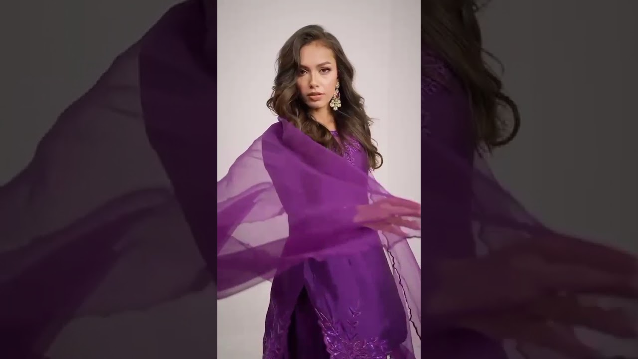 Dark Purple Mehtab Beadwork Farshi Salwar Suit in Natural Crepe  