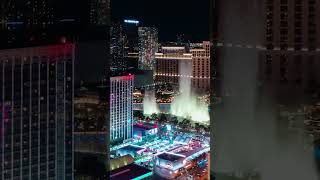 Flying over downtown Las Vegas at night