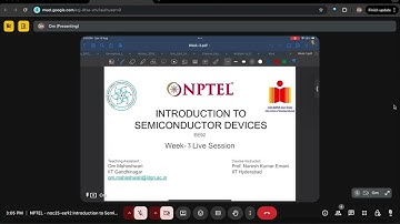 Week-3 Live Session NPTEL Introduction to Semiconductor Devices 2025 (EE92)