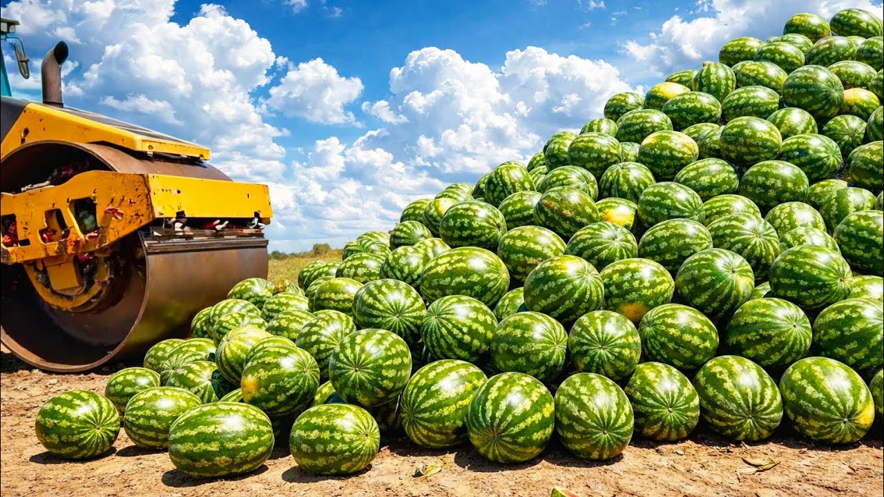 Crushing Crunchy & Soft Things by road roller I Experiment: road roller Nail vs Watermelon 🤯?