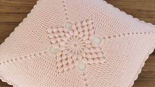 Popcorn Yıldız Motifi Örgü Kırlent Yapımı