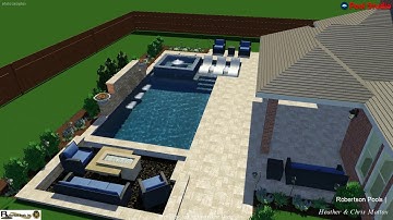 Prosper Geometric Pool w/ Spa, Water Feature, and Outdoor Living