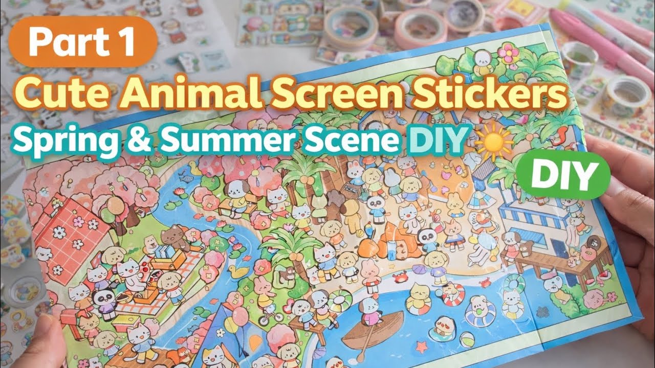Cute Animal Scene Stickers 🌸☀️ | Spring & Summer | Part 1 DIY paper