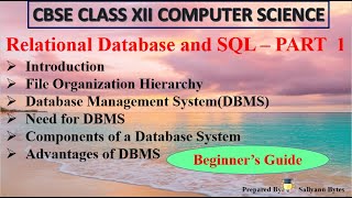 Introduction to DBMS | Relational Database and SQL (Part 1) | CBSE Class 12 Computer Science Guide
