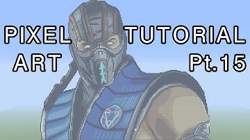 Minecraft Pixel Art Tutorial - Sub-Zero (Mortal Kombat X) Part 15