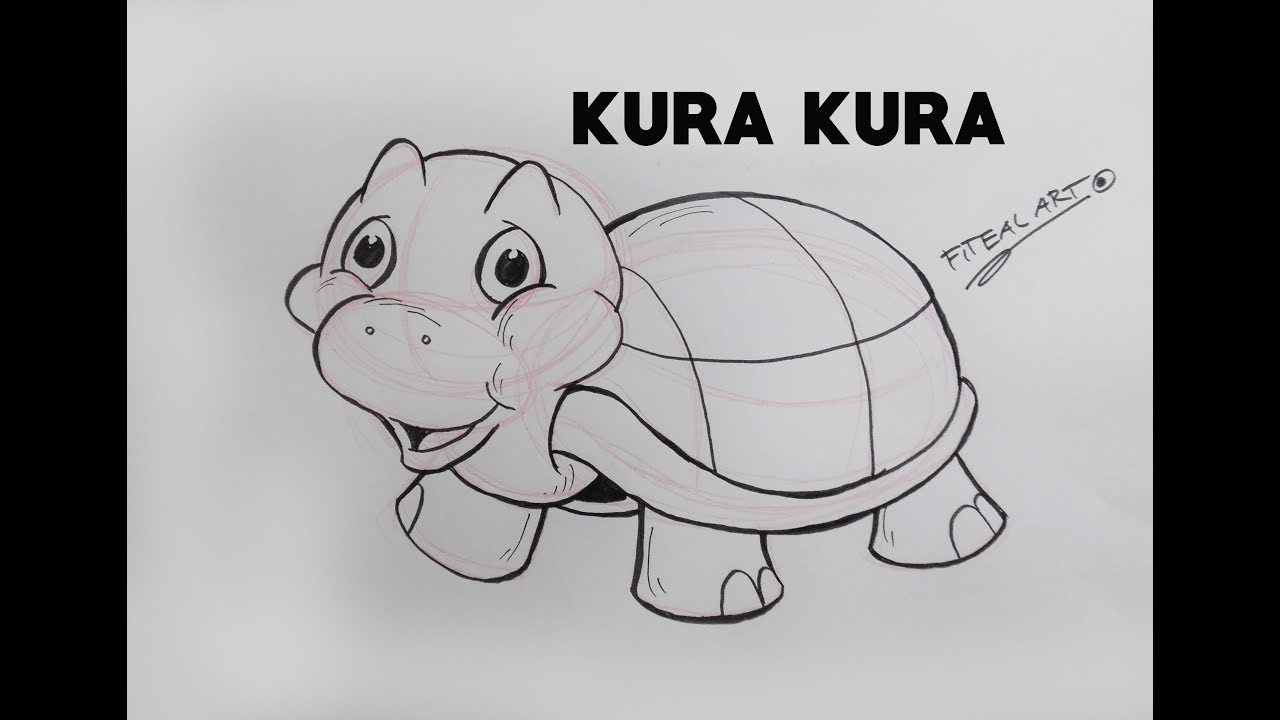  Cara menggambar Hewan KURA KURA  How to draw turtle 