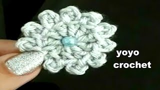 كروشية وردة صغيرة سهلة  - easy crochet flower #يويو كروشية #