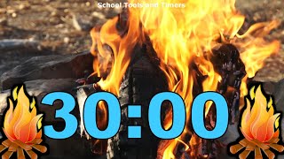 30 Minute Countdown Timer -  Cozy Campfire 🔥 Night Sounds - Camping