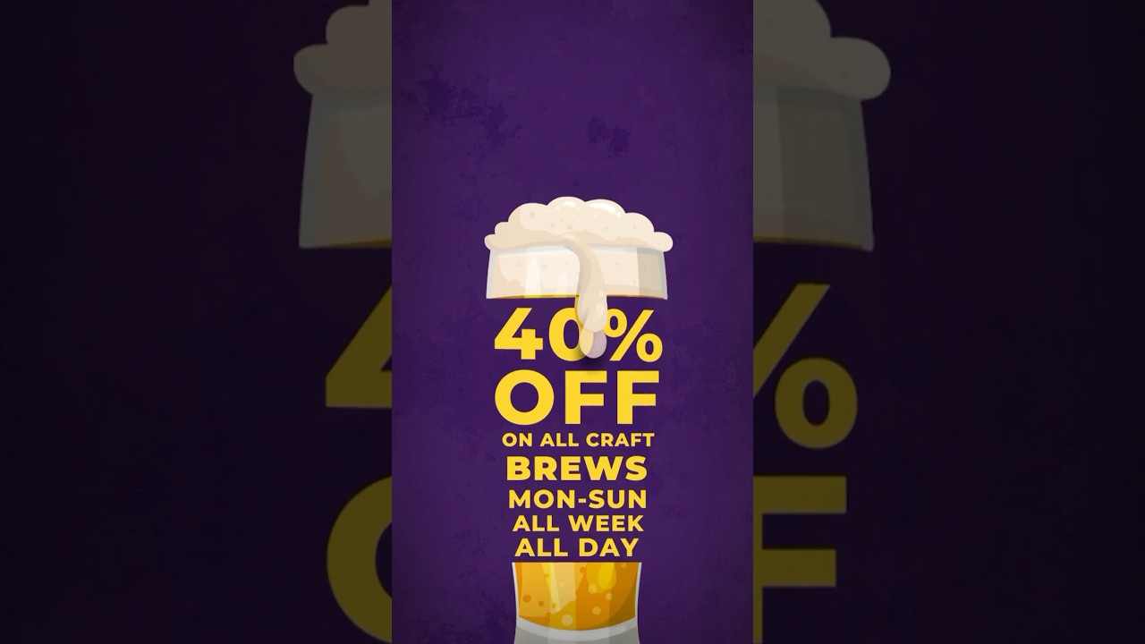 Cheers to savings🥳Get 40% off on craft beer Monday to Sunday all day and everyday 