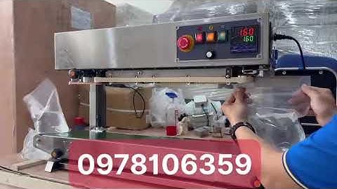 Máy hàn miệng túi liên tục dạng đứng, máy hàn túi có dịch nước, máy ép miệng bao nilong/túi pe