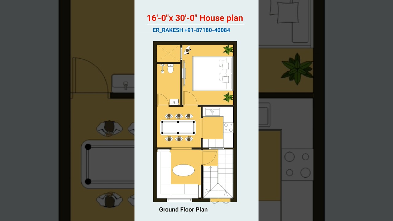 16x30 simple small duplex plan 