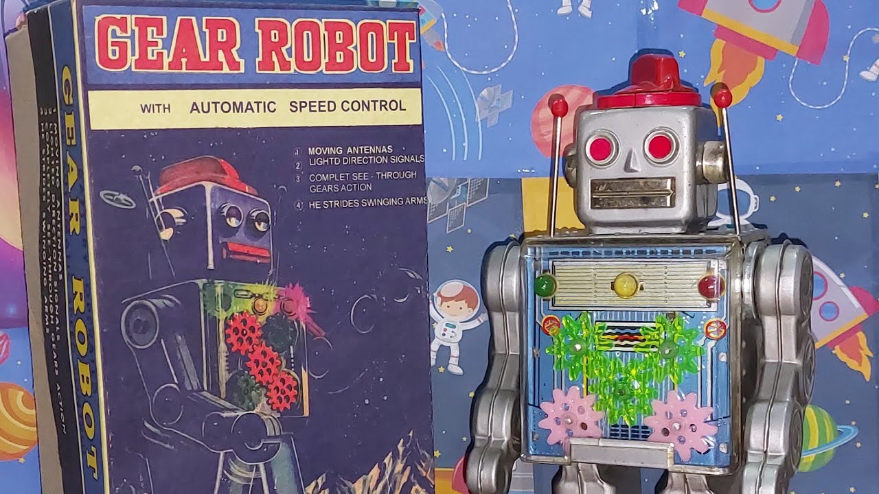 Horikawa GEAR ROBOT with AUTOMATIC SPEED CONTROL Vintage Tin Toy Battery Operated Japan
